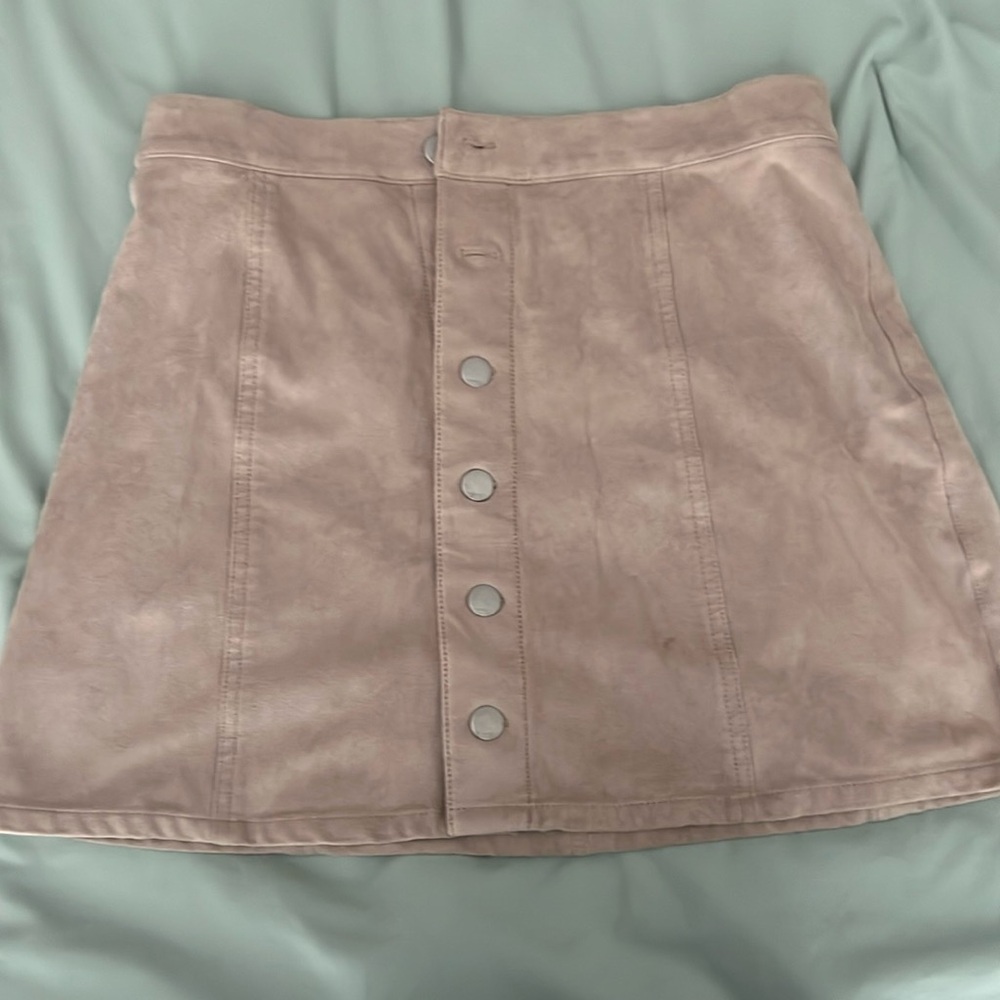 Suede button down skirt